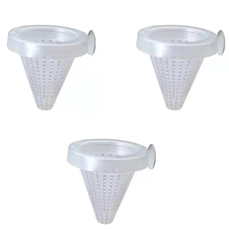 1pc Plastic Automatic Feeder With Suction Cup For Aquarium Red Worm Feeding Fish Tank Cone Live Food Tapered Hopper Basket New