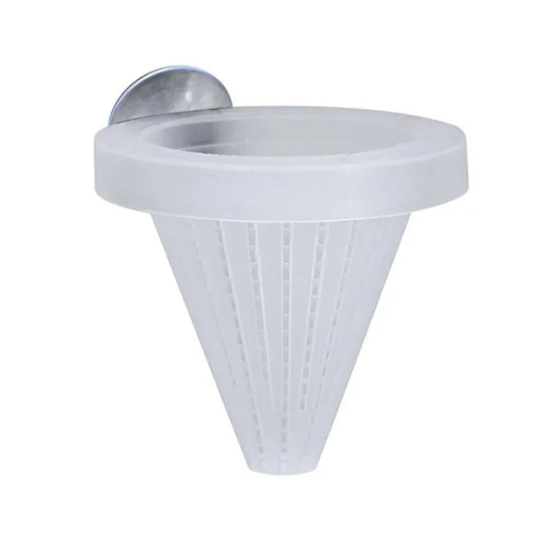 1pc Plastic Automatic Feeder With Suction Cup For Aquarium Red Worm Feeding Fish Tank Cone Live Food Tapered Hopper Basket New