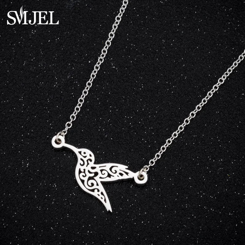 SMJEL Wild Animal Necklace Stainless Steel Hummingbird Necklaces & Pendants Cute Eagle Phoenix Swallow Birds Necklace collares