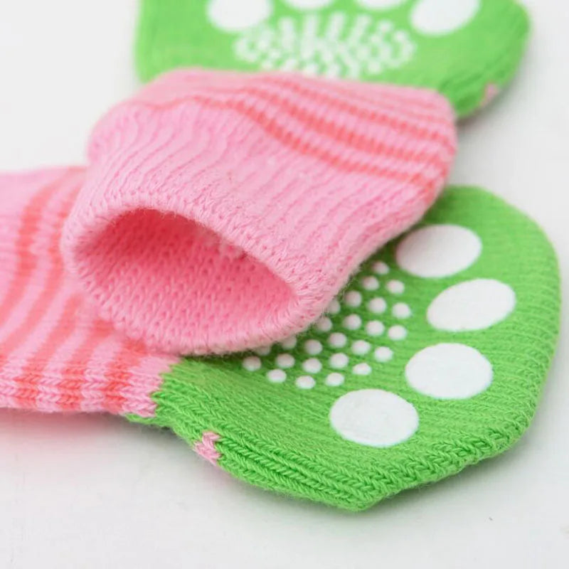 4Pcs Fashion Soft Puppy Dog Pet Knits Socks Cute Cartoon Anti Slip Skid Socks For Small Dogs Breathable Pet Products