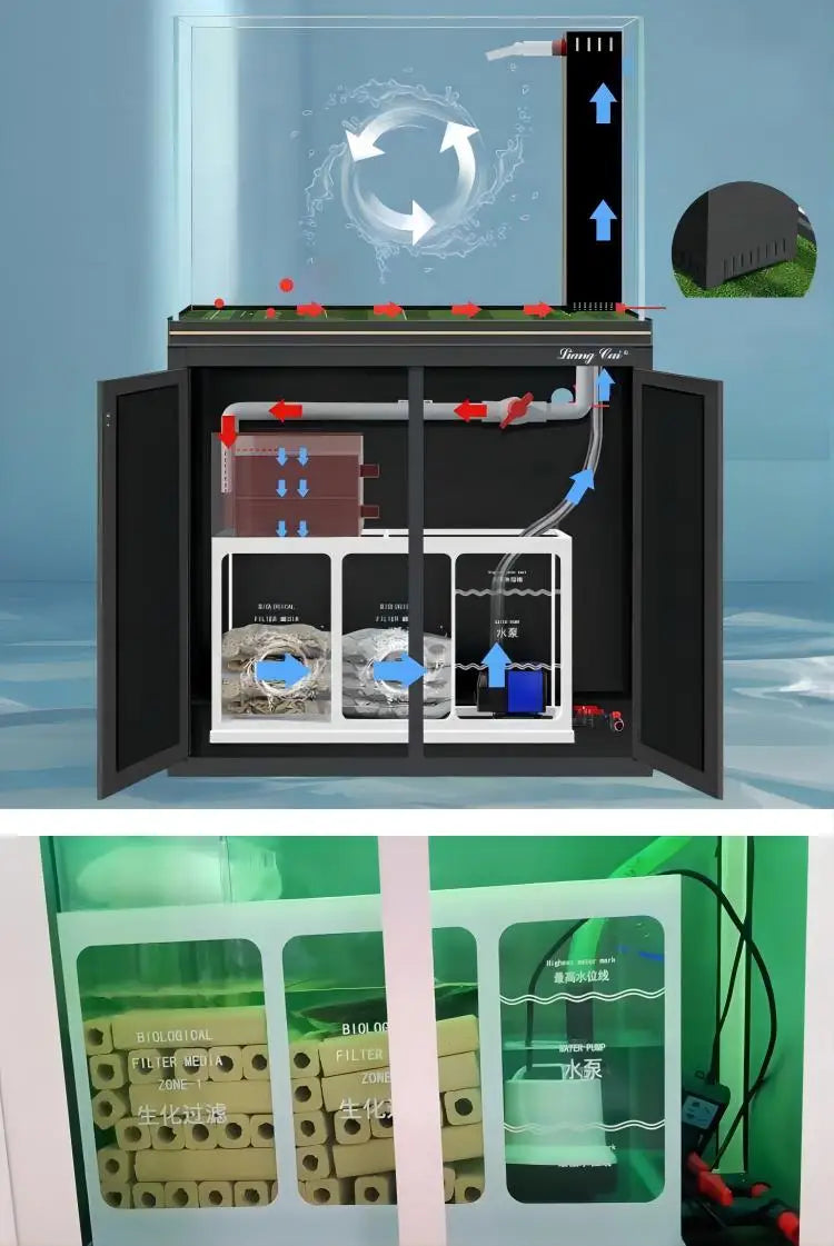 Large Vertical Extra Clear Glass Water Plant Ecological Fish Tank Wholesale Fish Tanks With Cabinet