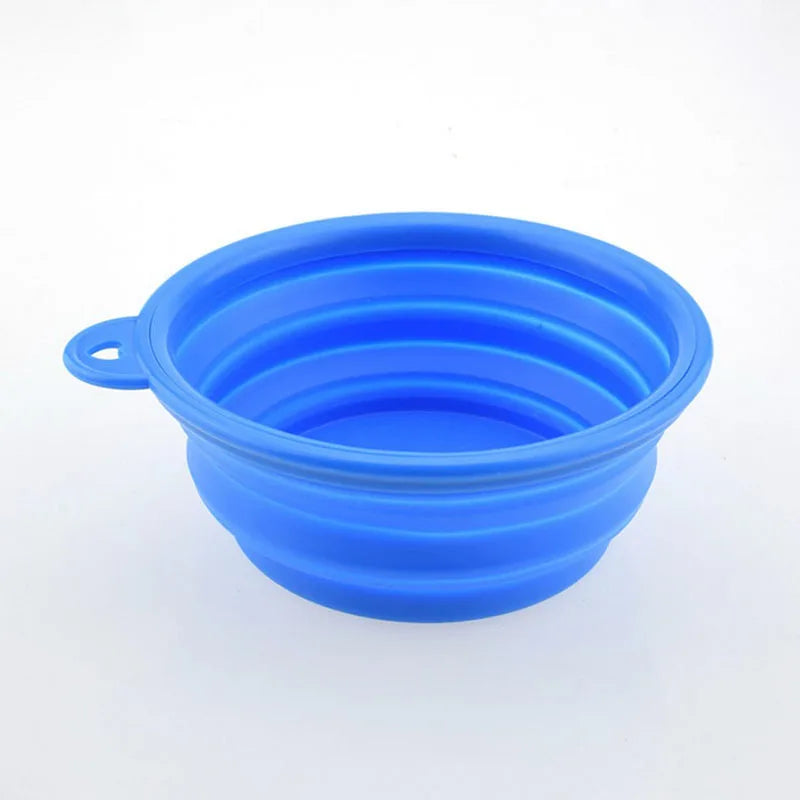1Pcs Portable Travel Collapsible Dog Pet Folding Silicone Bowl For Pet Feeder Puppy Food Container Feeder Dish Bowl With buckle