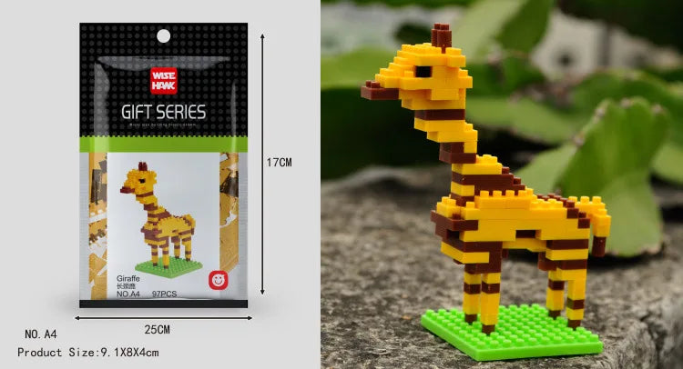 Wisehawk diamond mini building blocks animal toy bag building blocks A1-B26 dog cat bird animal series for children gifts