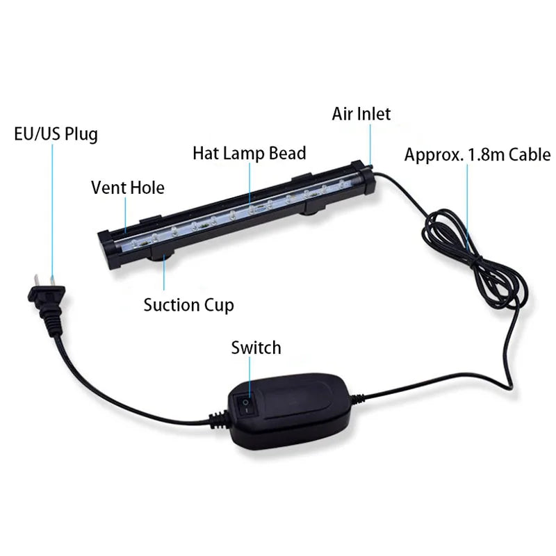 Aquarium LED Light Bubble Waterproof Fish Tank Lighting Underwater Fish Lamp Aquatic Decor Plant Lamp 100-240V 1W/2W/3W/4W
