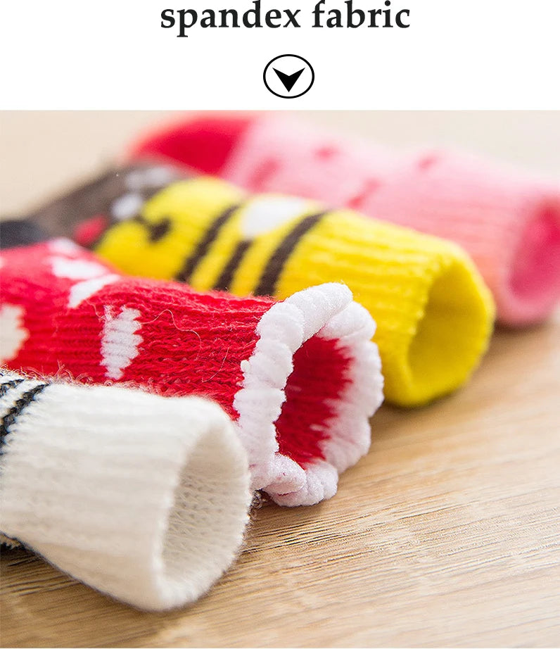 4pcs/Set Printed Pet Dog Socks High Elasticity Small Big Puppy Chihuahua Thick Paw Protector Winter Warm Booties Pet Accessories