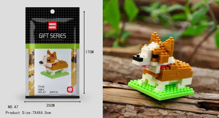 Wisehawk diamond mini building blocks animal toy bag building blocks A1-B26 dog cat bird animal series for children gifts