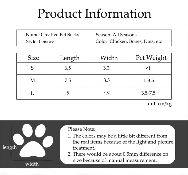 4pcs/Set Printed Pet Dog Socks High Elasticity Small Big Puppy Chihuahua Thick Paw Protector Winter Warm Booties Pet Accessories