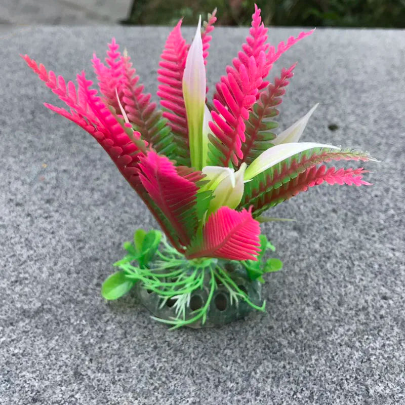 Artificial Aquarium Plastic Pine Tree Fish Tank Plants Decoration Green Red Water Grass Viewing Decorations Simulated Decor