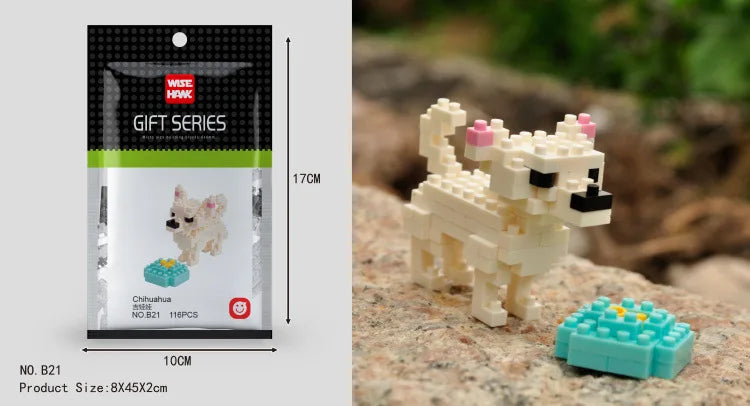 Wisehawk diamond mini building blocks animal toy bag building blocks A1-B26 dog cat bird animal series for children gifts