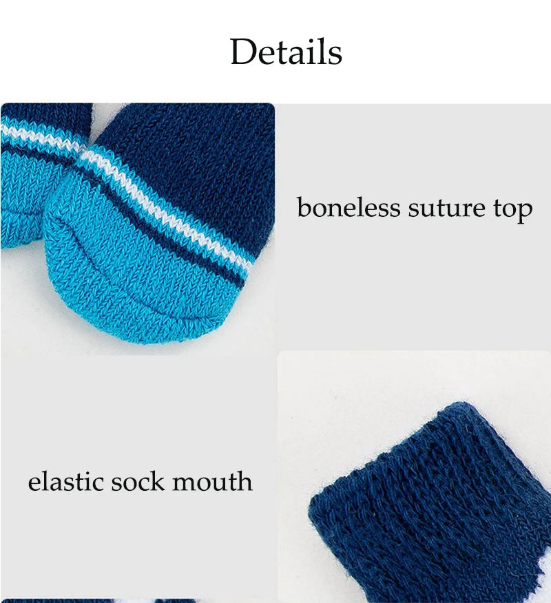 4pcs/Set Printed Pet Dog Socks High Elasticity Small Big Puppy Chihuahua Thick Paw Protector Winter Warm Booties Pet Accessories