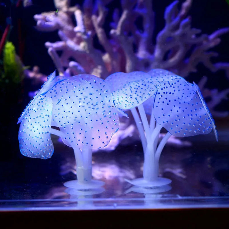Fluorescent Fish Tank Aquarium Decoration Artificial Coral Simulation Plant Ornament Pets Underwater Landscape With Suction Cup