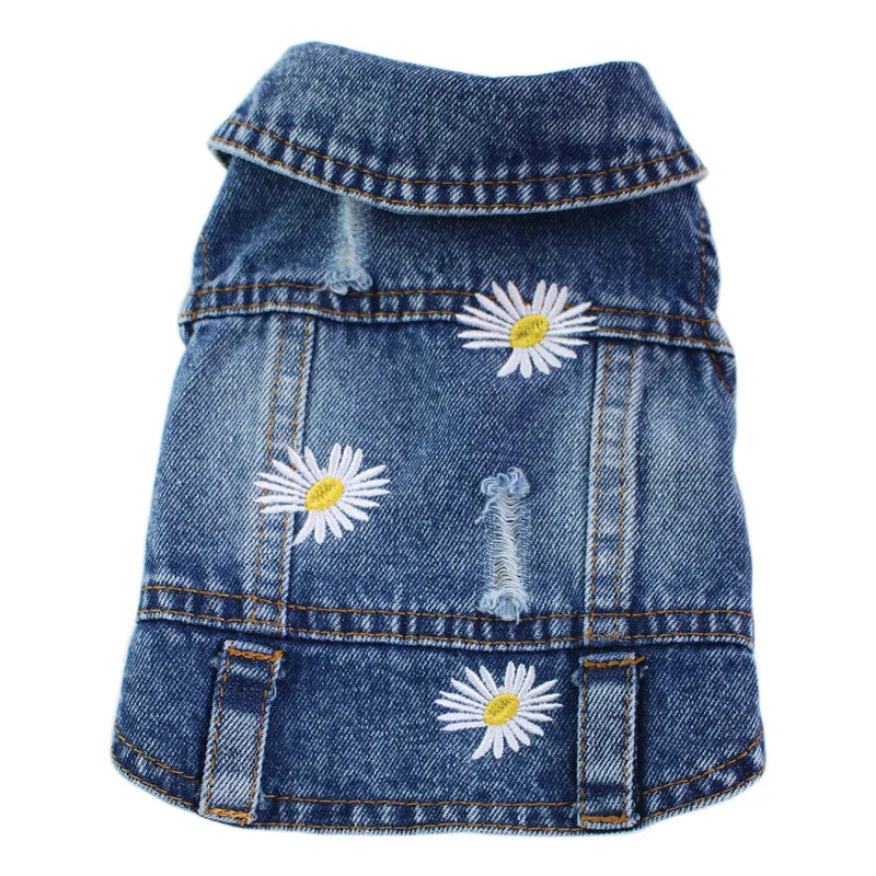 Spring Autumn Apparel Dog Jeans Jacket for Small Medium Dogs Cool Blue Pet Denim Hooded Coat Puppy Clothes Outfits