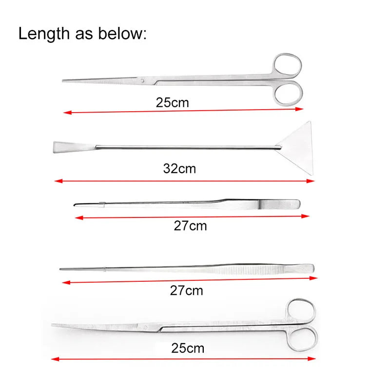 Stainless Steel Aquarium Tank Tools Kit Fish Tanks Aquatic Plants Grass Scissor Tweezers Shovel Kit Aquarium Maintenance Tools