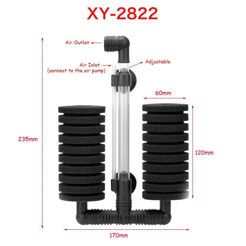 Aquarium Filter Fish Tank Shrimp Pond Air Pump Skimmer Biochemical Sponge Filter Aquarium Filtration Filter Aquatic Pets Product