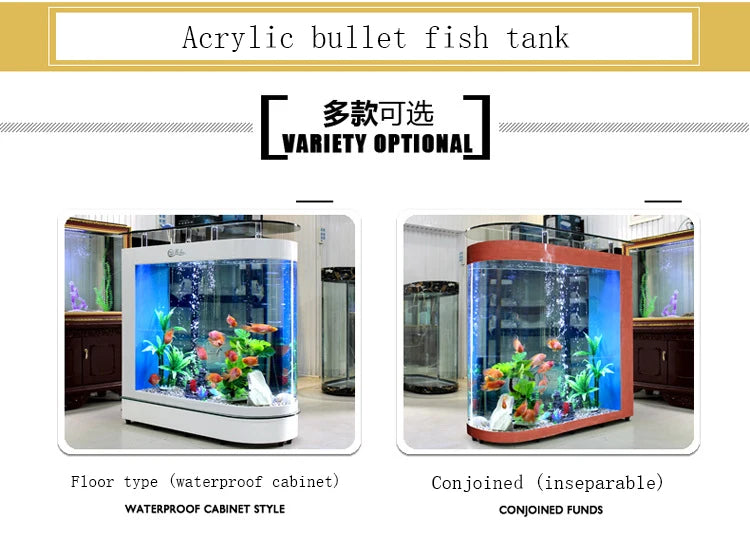 Small and medium-sized ultra-white glass hot bending tank bullet large screen ecological goldfish tank aquarium