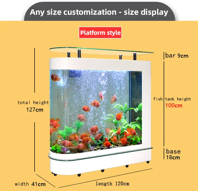 Small and medium-sized ultra-white glass hot bending tank bullet large screen ecological goldfish tank aquarium