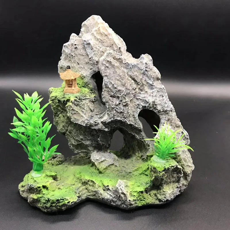 Artificial Aquarium Decorations Rockery Mountain View Rock Cave Stone Tree Fish Tank Ornament Decoration Aquarium Background