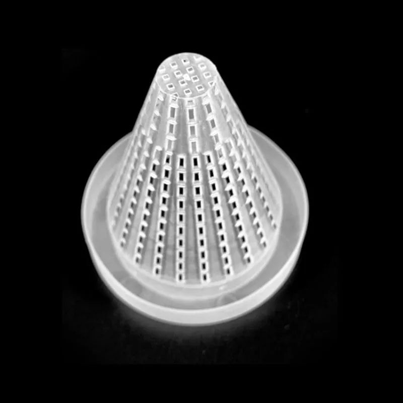 1pc Plastic Automatic Feeder With Suction Cup For Aquarium Red Worm Feeding Fish Tank Cone Live Food Tapered Hopper Basket New