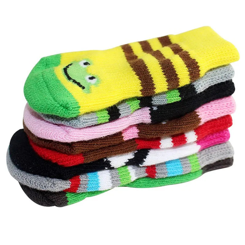 4Pcs Fashion Soft Puppy Dog Pet Knits Socks Cute Cartoon Anti Slip Skid Socks For Small Dogs Breathable Pet Products