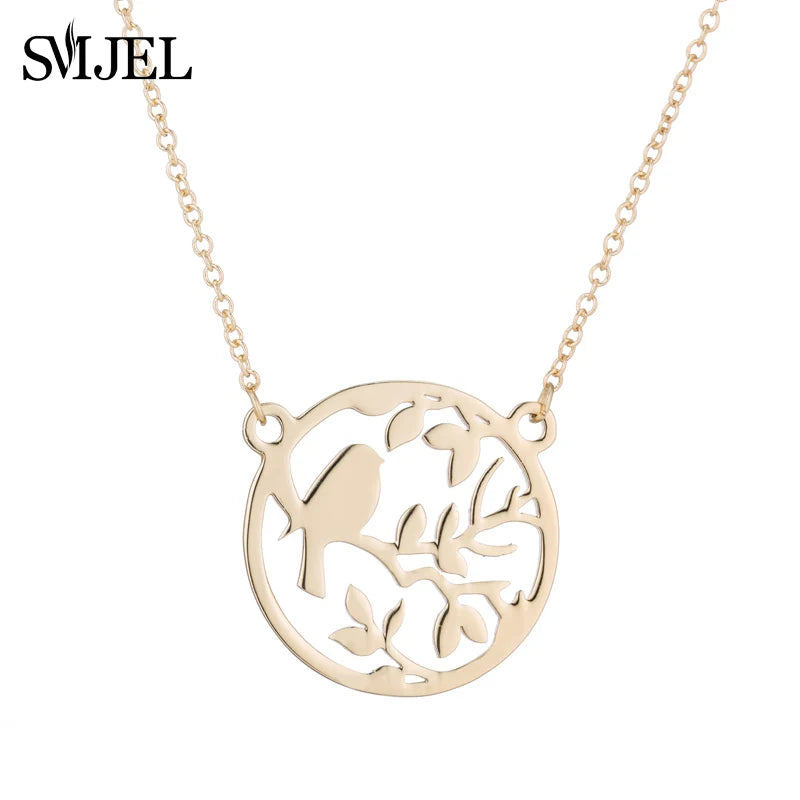 SMJEL Wild Animal Necklace Stainless Steel Hummingbird Necklaces & Pendants Cute Eagle Phoenix Swallow Birds Necklace collares