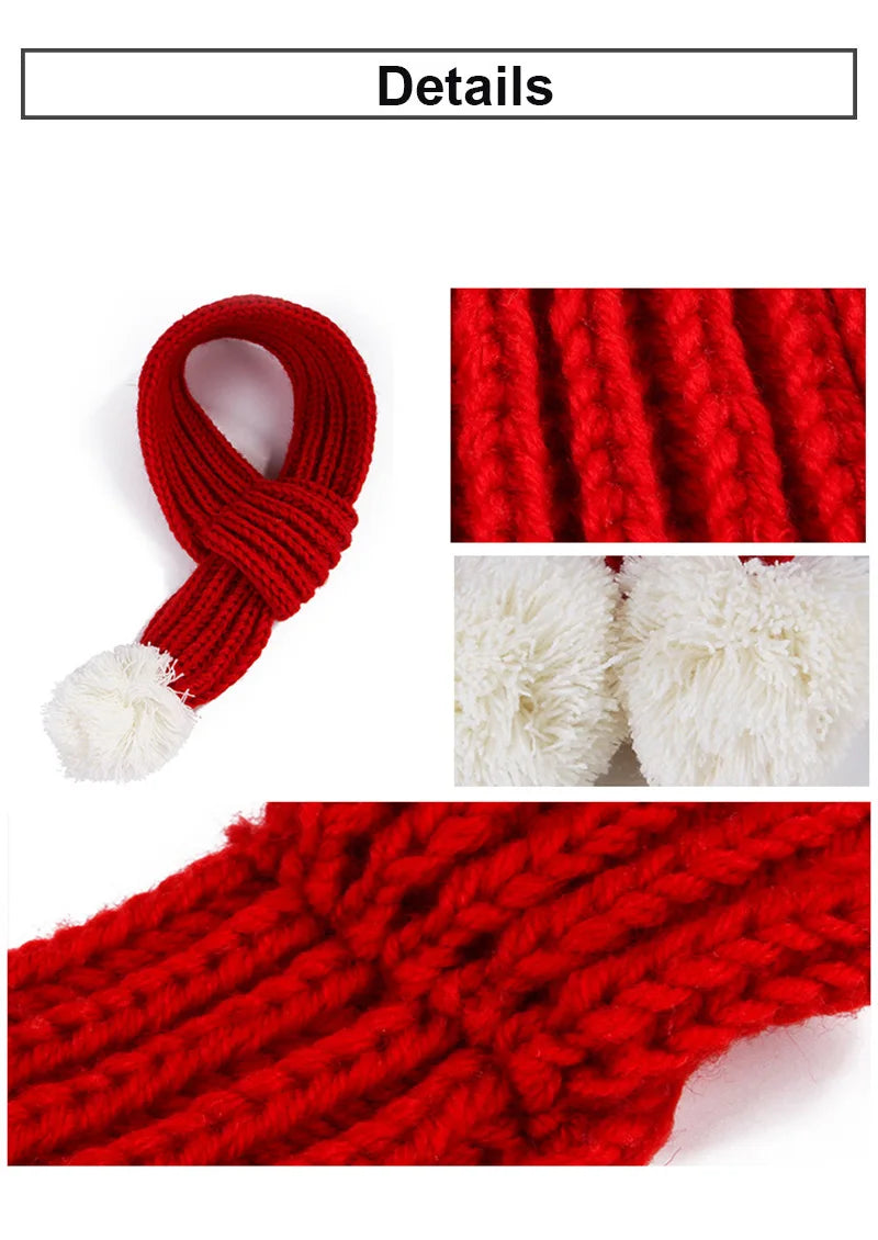 Solid Knitting Winter Pet Scarf for Dogs Christmas New Year Green Red Festival Cat Accessories Adjustable Plush Cozy Dog Collar