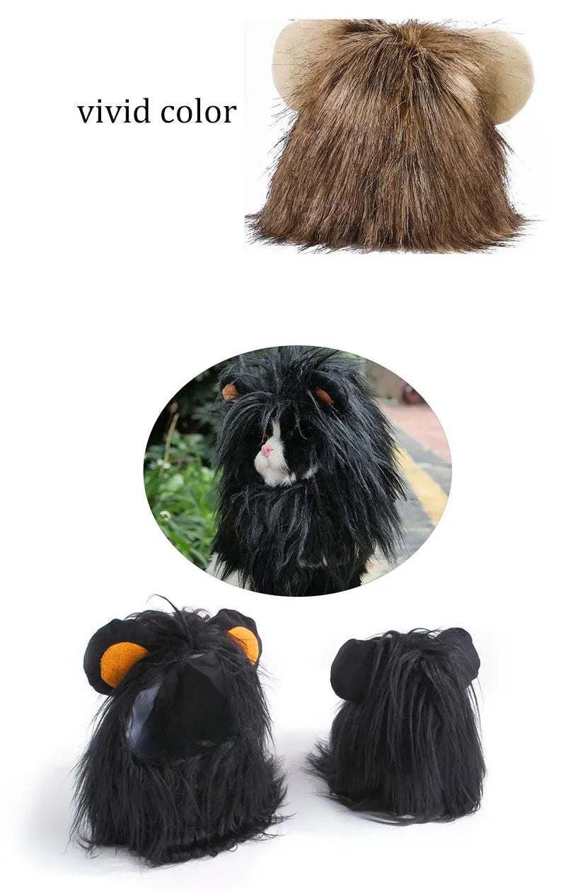 Lion Shaped Cosplay Hat for Cat Black Designer Pet Dog Accessories Winter Christmas Costume Kitten Head Wear Puppy Pet Supplies