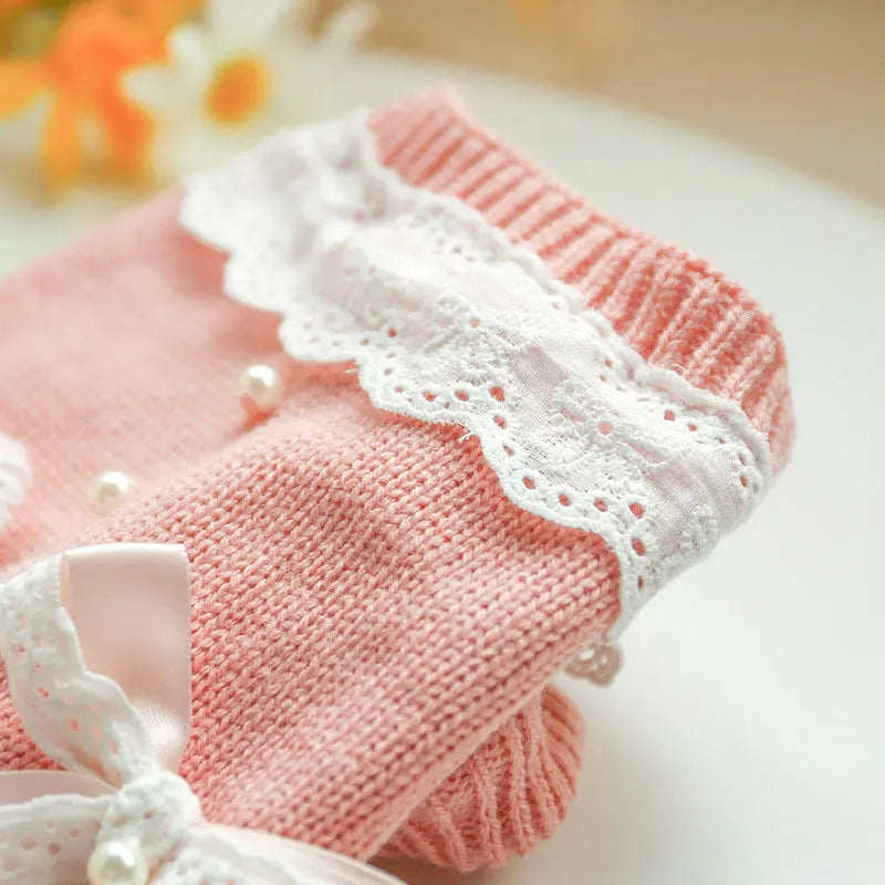 Classic Dog Winter Sweater with Tie Thick Weaving Warm Pet Cat Clothing Lovely Princess New Year Coat Christmas Dog Clothes