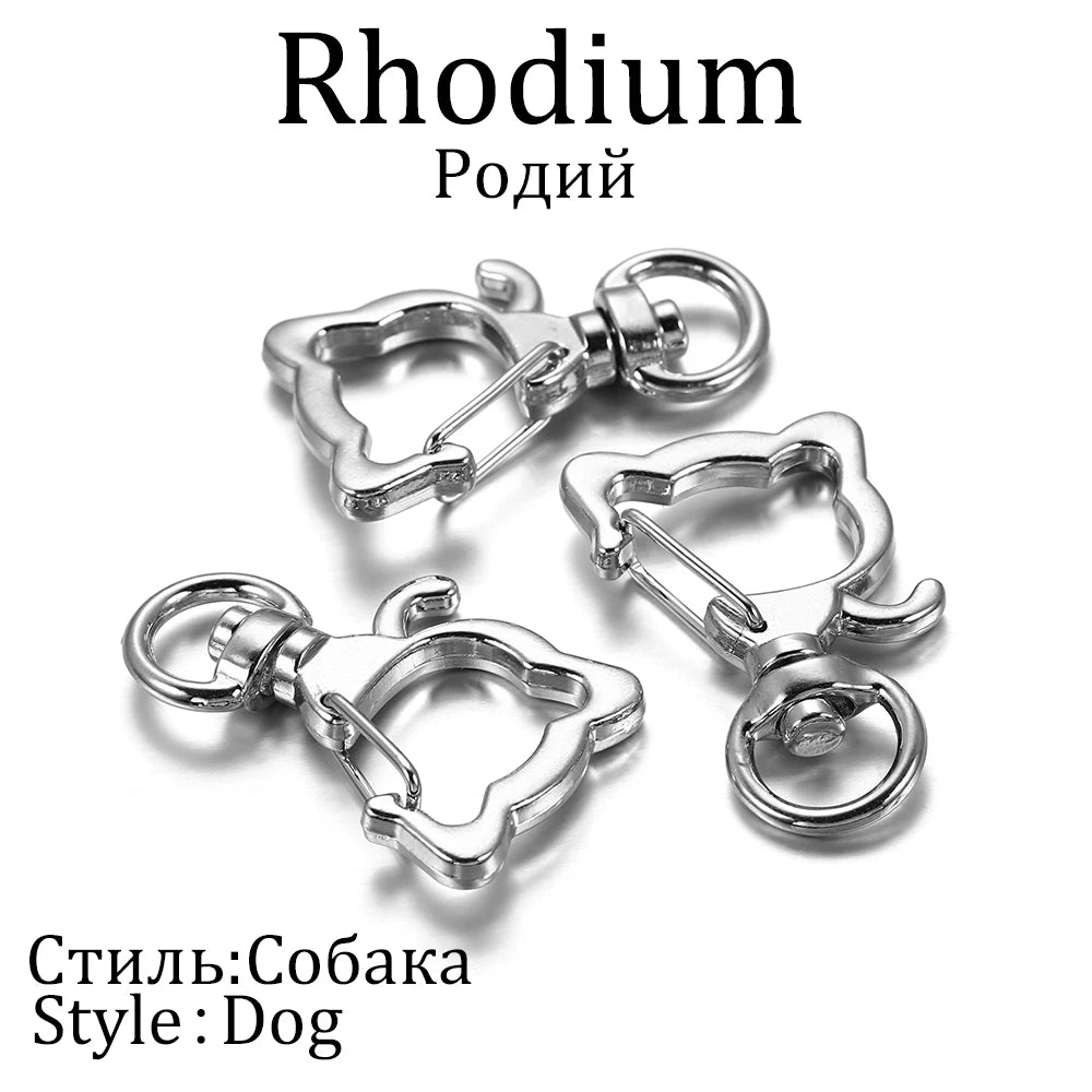 10pcs/lot Star Moon Heart Cat Dog Shell Dolphins Flowers Charms Lobster Clasps Hook For DIY Key Chain Jewelry Making Accessories