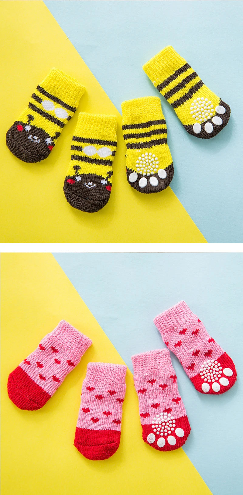 4pcs/Set Printed Pet Dog Socks High Elasticity Small Big Puppy Chihuahua Thick Paw Protector Winter Warm Booties Pet Accessories