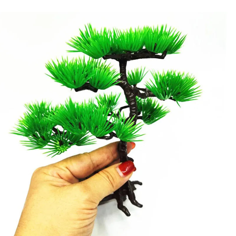 Artificial Aquarium Plastic Pine Tree Fish Tank Plants Decoration Green Red Water Grass Viewing Decorations Simulated Decor