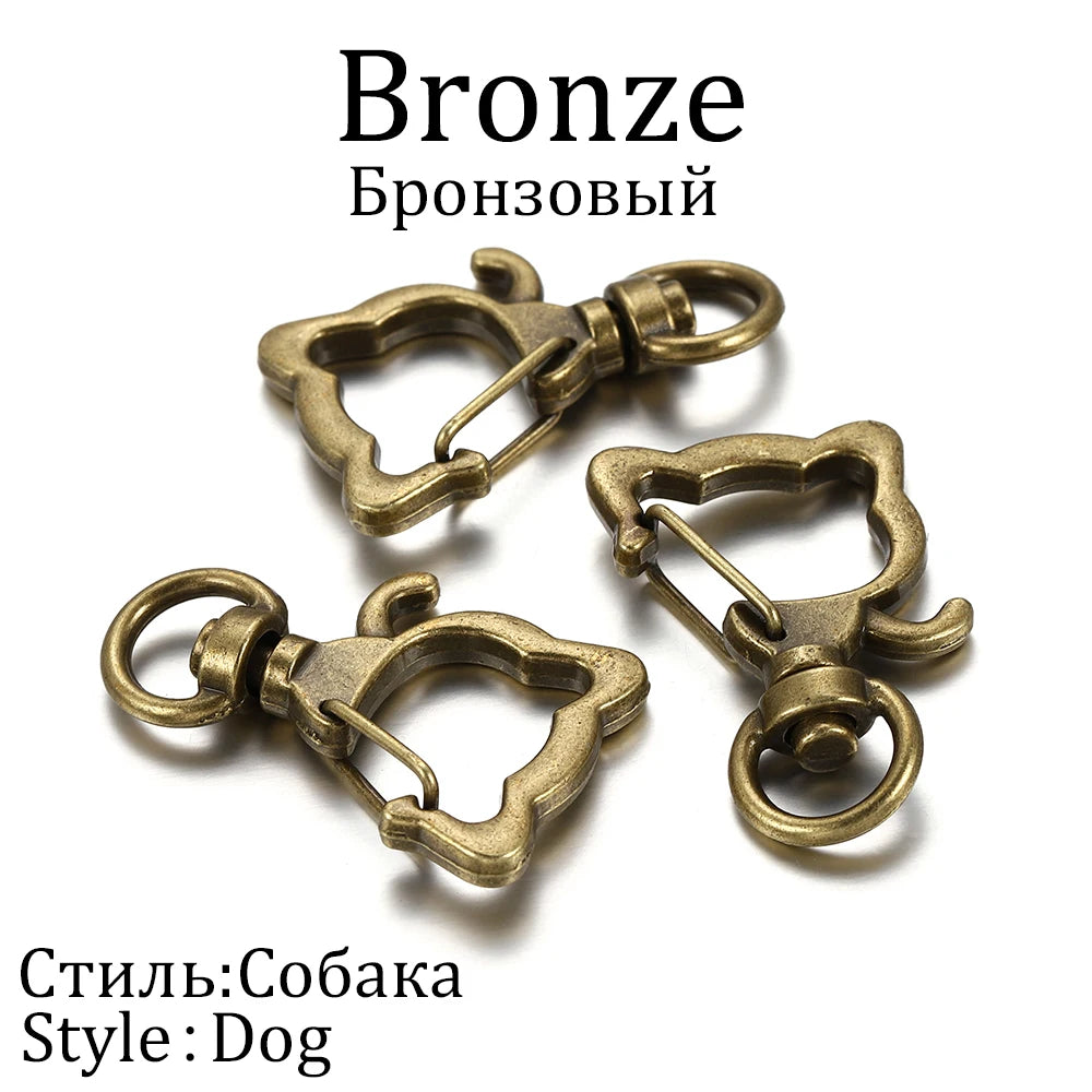 10pcs/lot Star Moon Heart Cat Dog Shell Dolphins Flowers Charms Lobster Clasps Hook For DIY Key Chain Jewelry Making Accessories