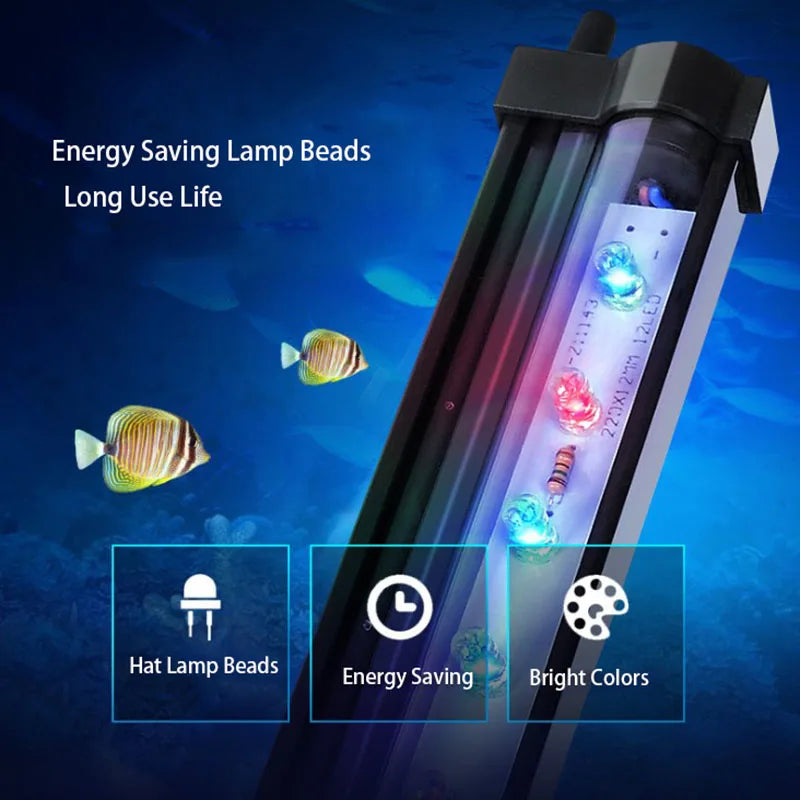 Aquarium LED Light Bubble Waterproof Fish Tank Lighting Underwater Fish Lamp Aquatic Decor Plant Lamp 100-240V 1W/2W/3W/4W
