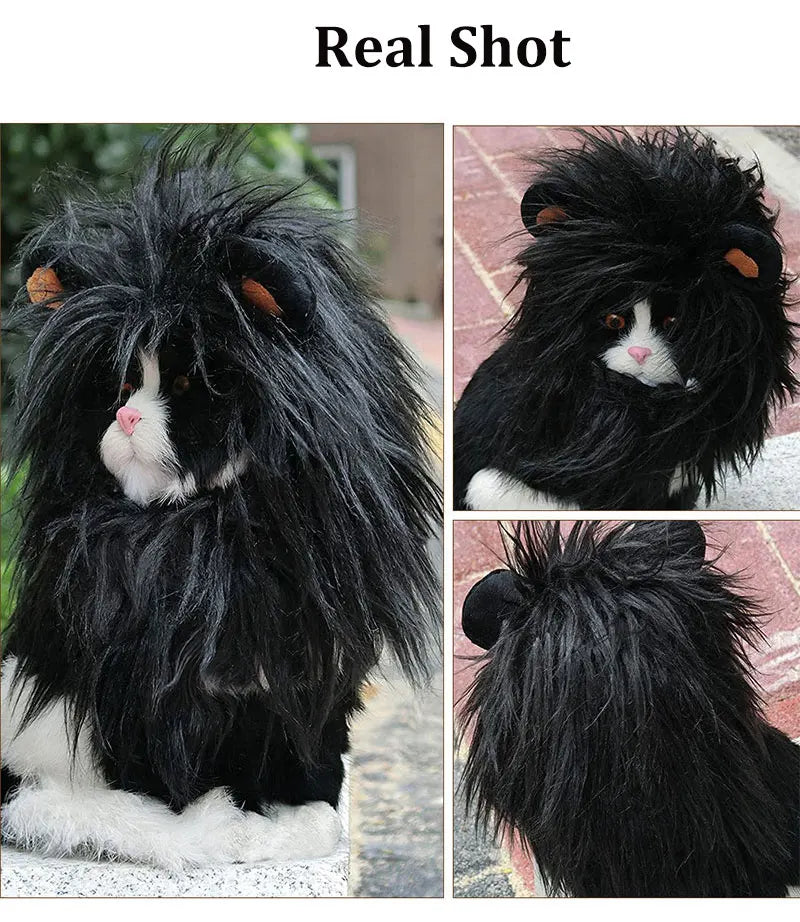 Lion Shaped Cosplay Hat for Cat Black Designer Pet Dog Accessories Winter Christmas Costume Kitten Head Wear Puppy Pet Supplies