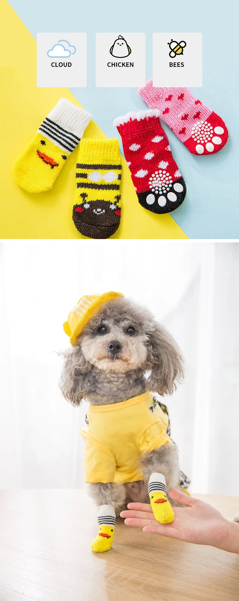 4pcs/Set Printed Pet Dog Socks High Elasticity Small Big Puppy Chihuahua Thick Paw Protector Winter Warm Booties Pet Accessories