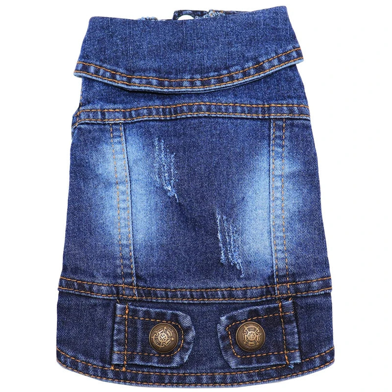 Dog Cat Clothes Jeans Jacket for Small Medium Dogs Beagle Yorkie Chihuahua Dark Wash Denim Coat Spring Autumn Pet Apparel