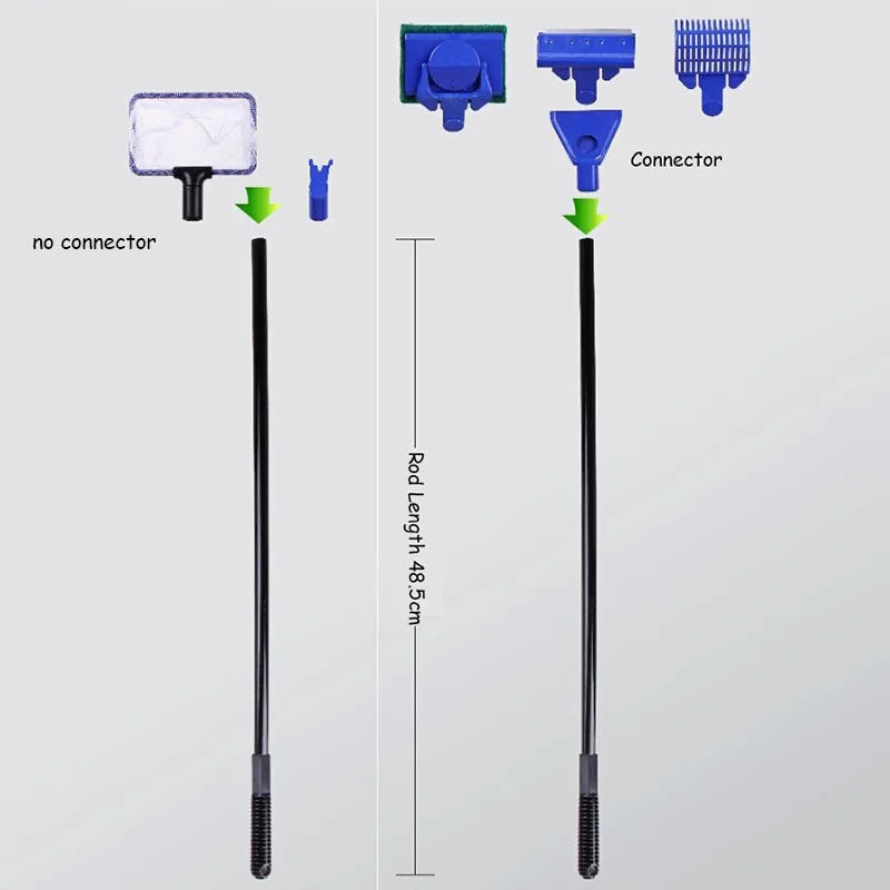 5 in 1 Aquarium Tank Cleaner Set Fish Net Gravel Rake Algae Scraper Fork Sponge Brush Glass Cleaner For Aquarium Cleaning Tools