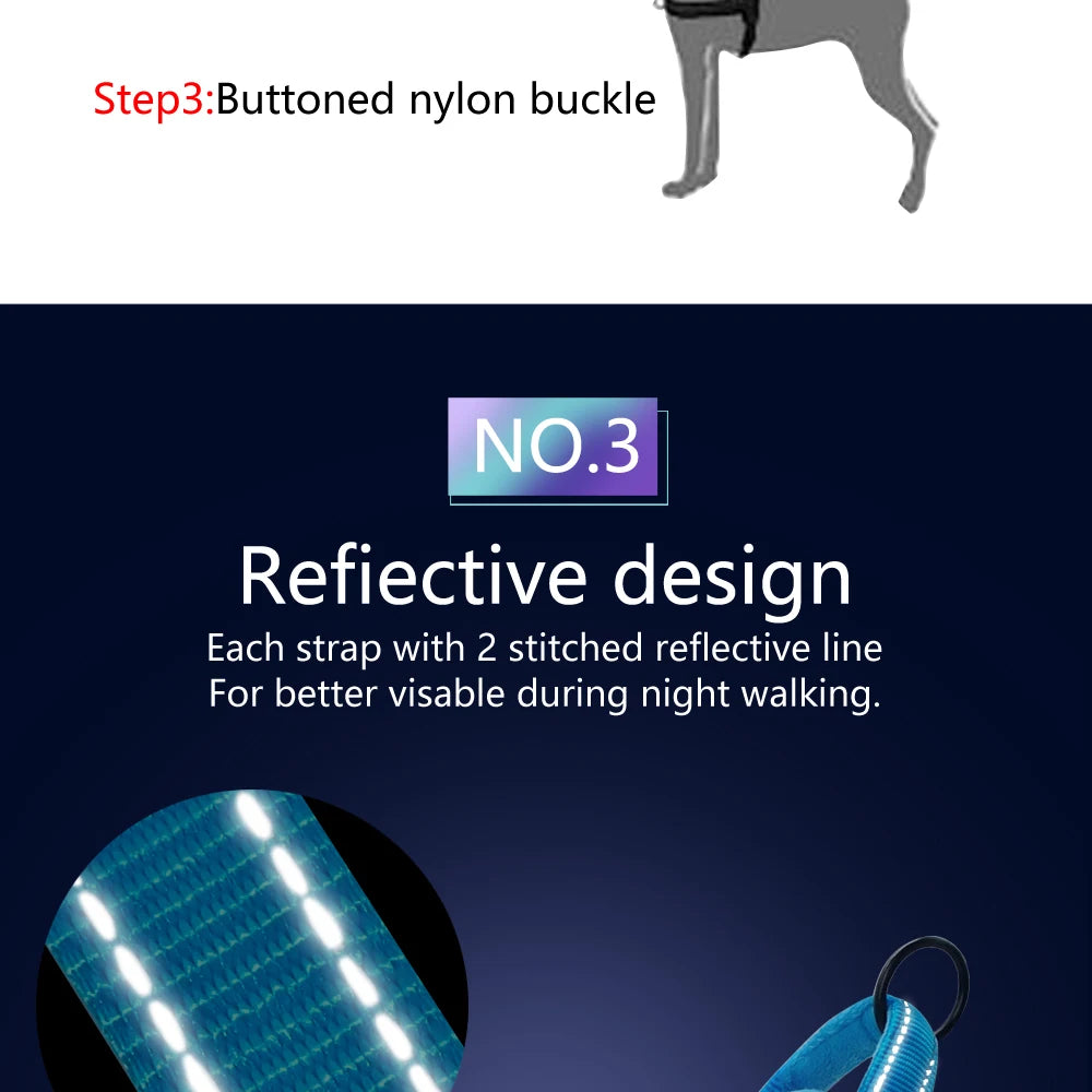 No Pull Dog Harness Nylon Large Dog Harness Reflective Pet Vest Padded Strap Harnesses For Small Medium Dogs Pitbull Buldog
