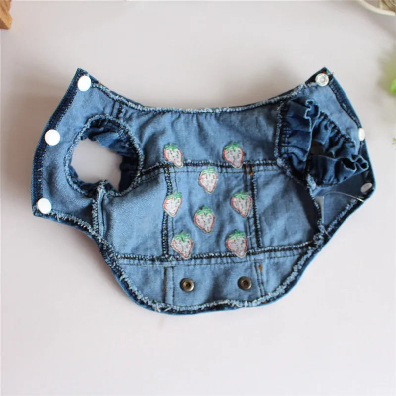 Spring Autumn Apparel Dog Jeans Jacket for Small Medium Dogs Cool Blue Pet Denim Hooded Coat Puppy Clothes Outfits