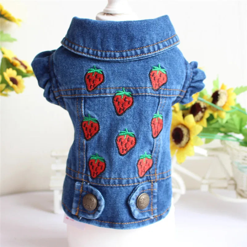 Spring Autumn Apparel Dog Jeans Jacket for Small Medium Dogs Cool Blue Pet Denim Hooded Coat Puppy Clothes Outfits