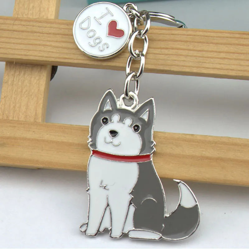 Siberian husky car key chains for men women pet dog pendant bag charm keychain key rings jewelry gifts