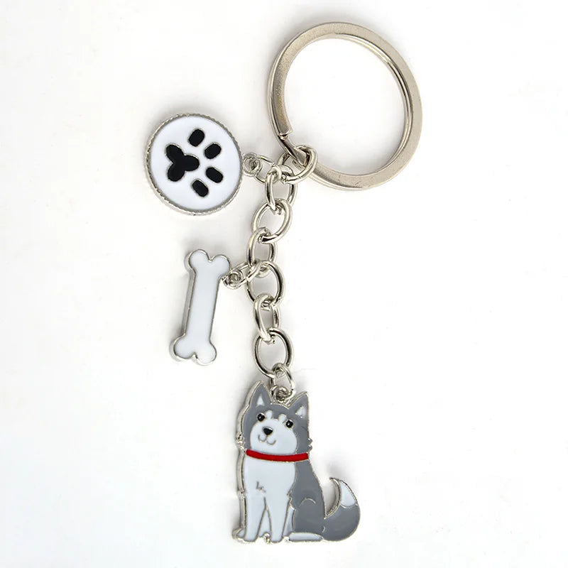 Siberian husky car key chains for men women pet dog pendant bag charm keychain key rings jewelry gifts