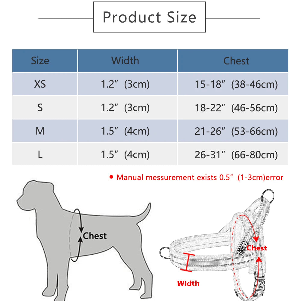 No Pull Dog Harness Nylon Large Dog Harness Reflective Pet Vest Padded Strap Harnesses For Small Medium Dogs Pitbull Buldog