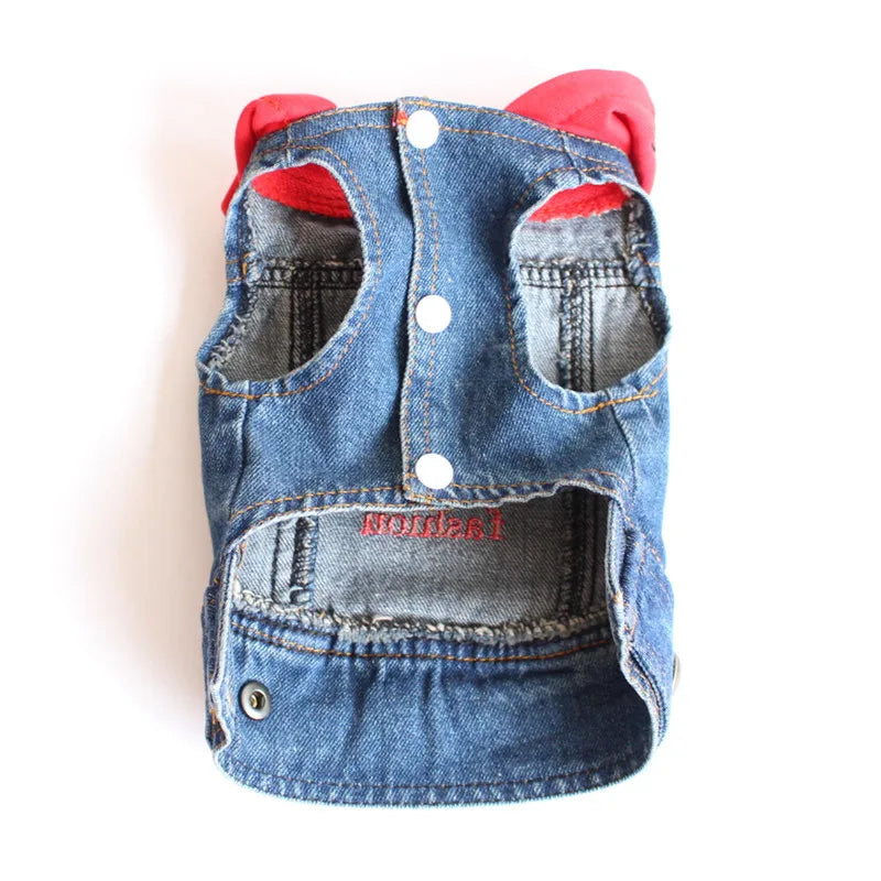 Spring Autumn Apparel Dog Jeans Jacket for Small Medium Dogs Cool Blue Pet Denim Hooded Coat Puppy Clothes Outfits