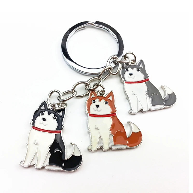 Siberian husky car key chains for men women pet dog pendant bag charm keychain key rings jewelry gifts