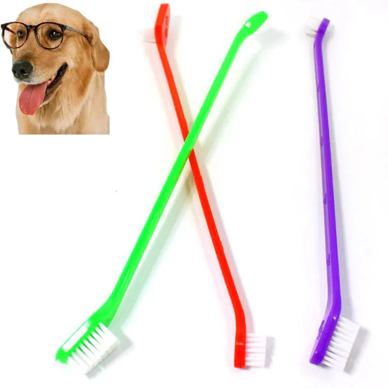 1pcs 22cm Handle Tooth Brush For Pet Dog Cat Plastic Healthy Toothbrush Mouth Cleaning Pet Cat Dog accessrioes Finger Brushes