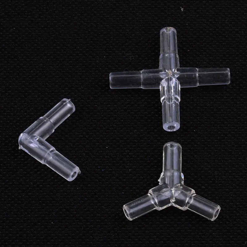 10pcs/lot 4mm TShaped Plastic Connector Aquarium Acessorios 2/3/4 ways Fish Tank Air Pump Connector Control Valve Air Pipe Tubes