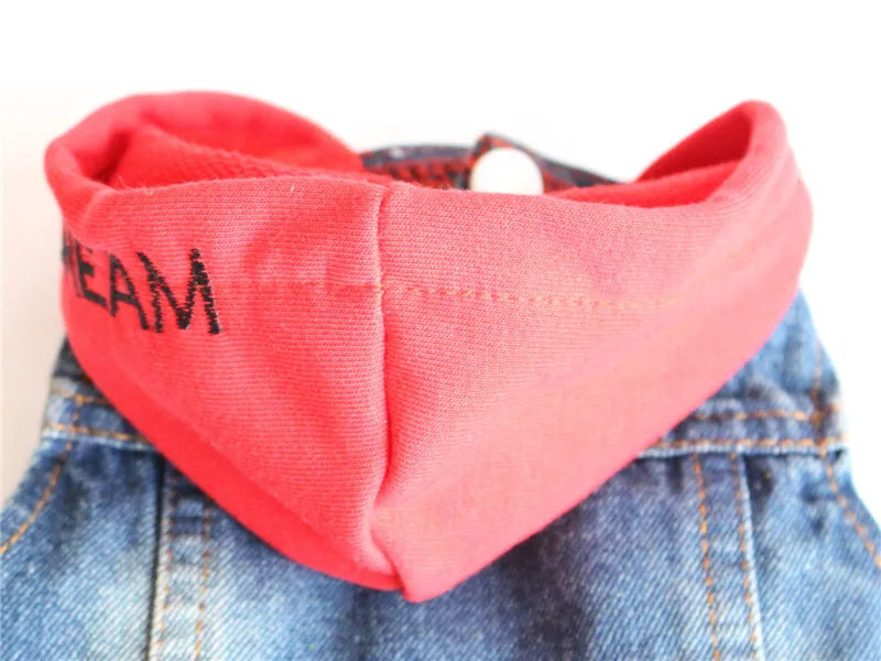 Spring Autumn Apparel Dog Jeans Jacket for Small Medium Dogs Cool Blue Pet Denim Hooded Coat Puppy Clothes Outfits
