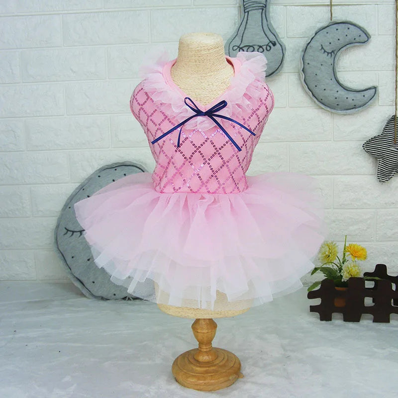 Small Dog Dress Pet Tutu Dress with Sequin Bows Princess Tulle Skirt Puppy Dog Clothes Chihuahua York Terrier Pet Apparel