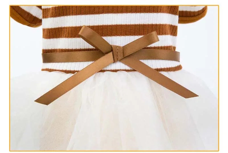 Stripe Dog Dresses for Small Dogs Girl Spring Summer Puppy Clothes Tulle Princess Skirts Party Birthday Pet Apparel