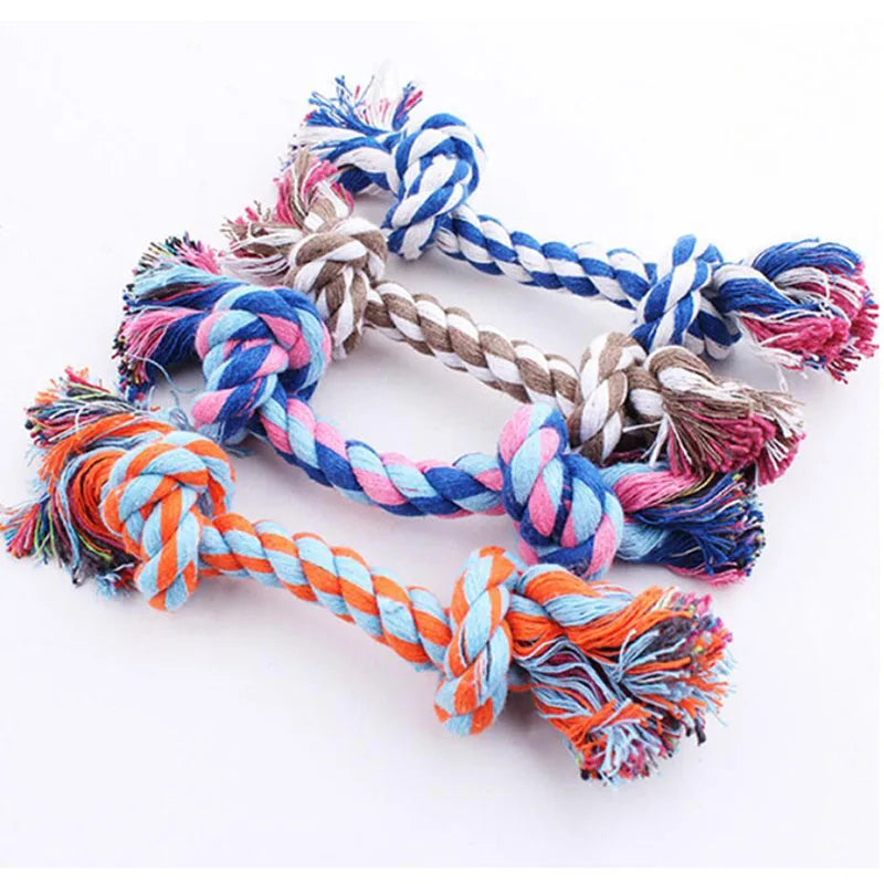 1pcs19cm Dog Toys Dog Cat Durable Braided Bone Rope Toy Tooth Cleaning Care Puppy Cotton Chew Knot Toy pet supplies Dropshipping